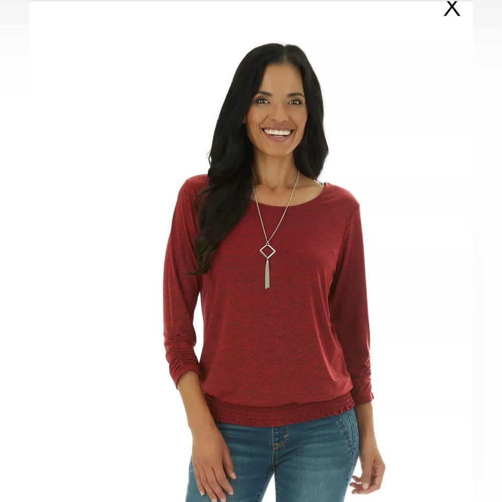 Women’s Apt. 9 Cut Out Neck Ribbed Waist 3/4 Length Sleeve Blouse Size Large